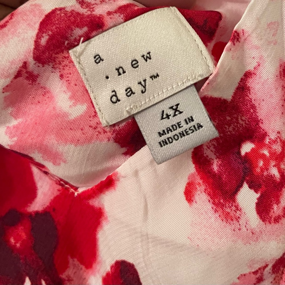 Plus Size Womens sleeveless Floral pink and White Midi Dress size 4X NEW - Picture 5 of 12
